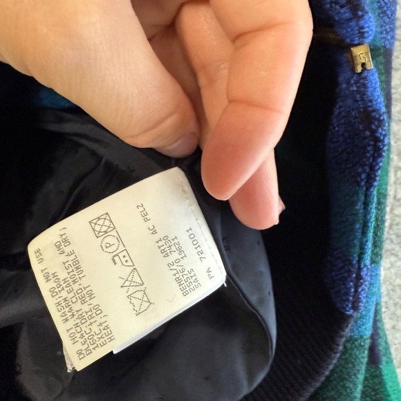 Vintage La Chic Jobis Plaid Bomber Jacket Blue Green Black Checkered Zip Up 36 - Picture 3 of 14